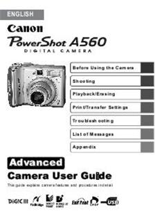 Canon PowerShot A560 Printed Manual